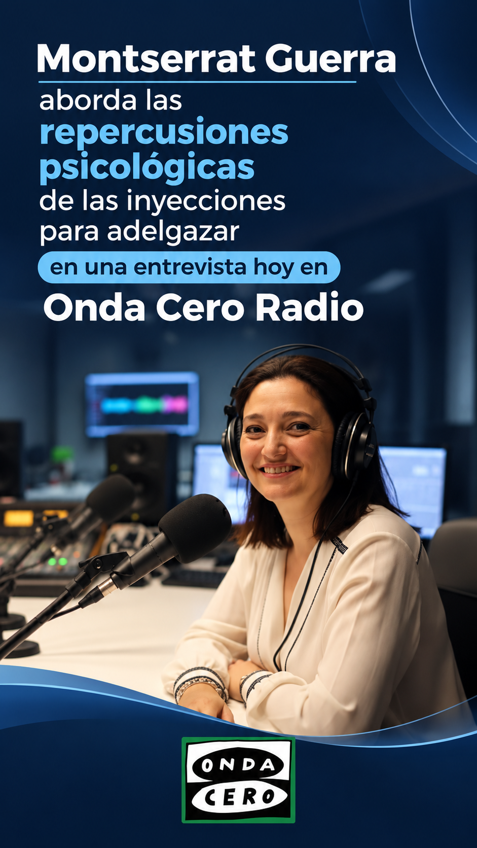 Montserrat Guerra durante una intervención en Onda Cero Cantabria