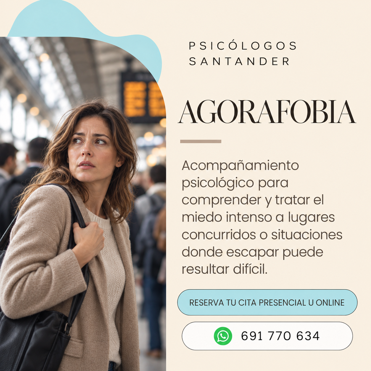 Agorafobia, acompañamiento psicológico presencial y online en Santander