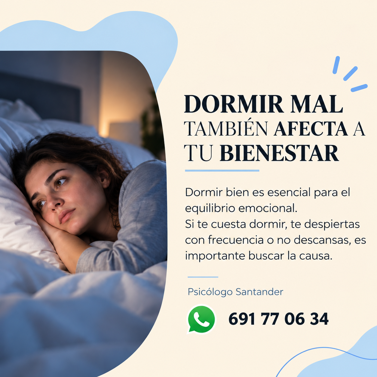 Dormir mal afecta al bienestar - Psicólogo Santander